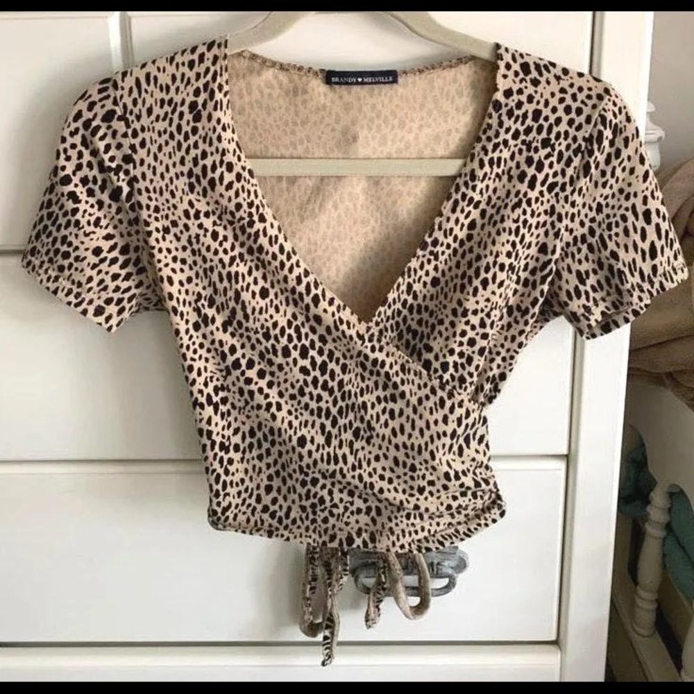 brandy melville leopard wrap top